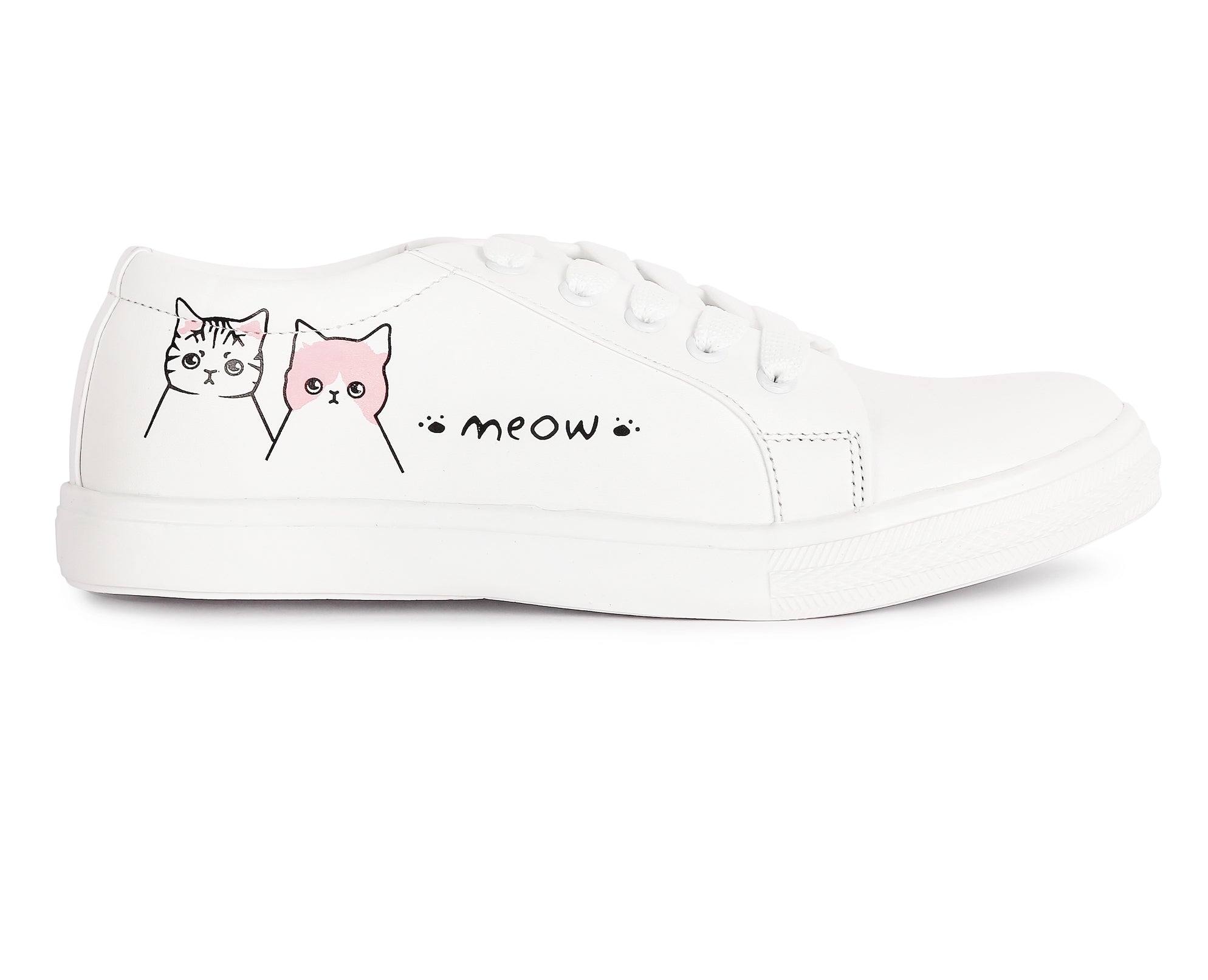 White Printed Lightweight Sneakers