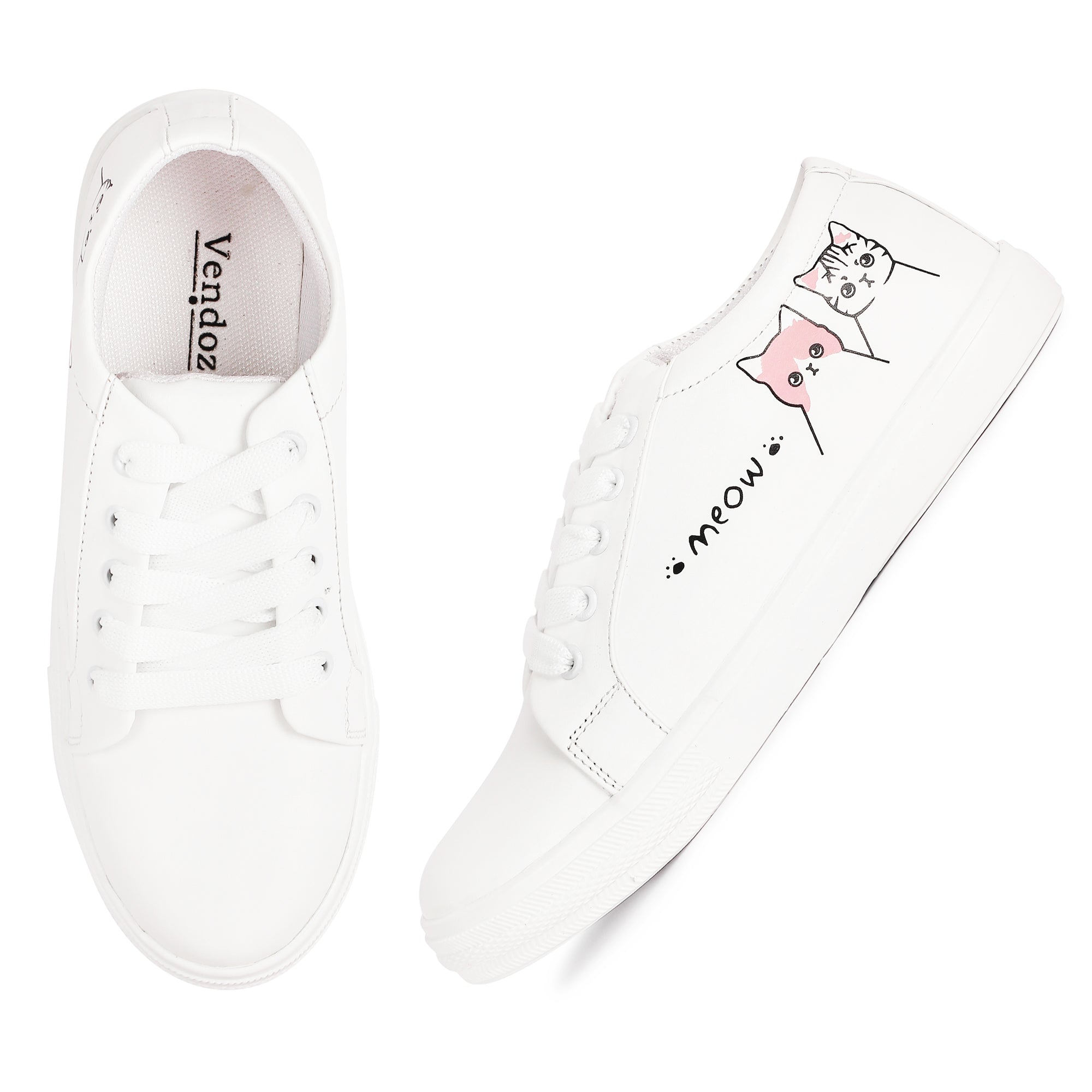 White Printed Lightweight Sneakers
