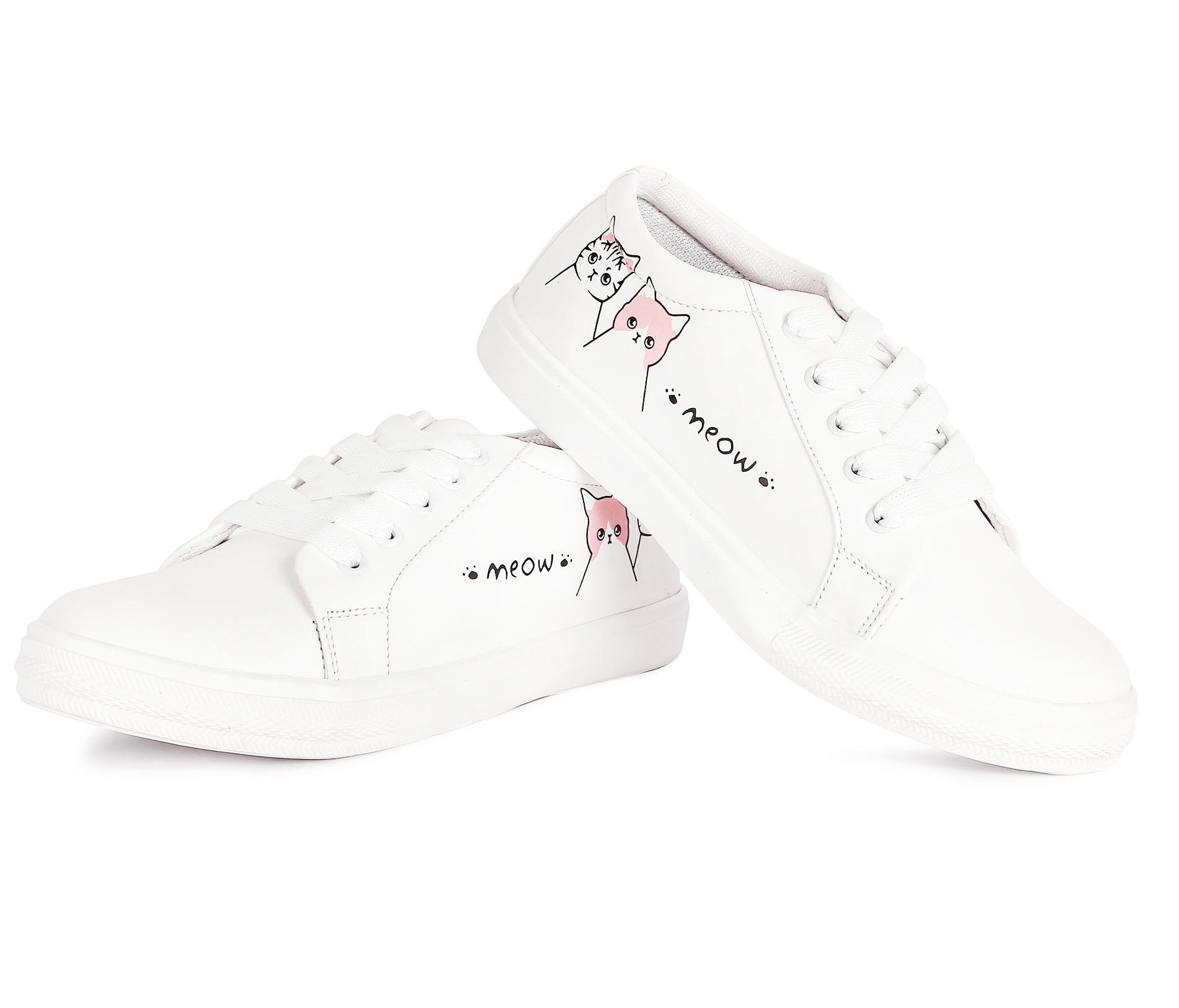 White Printed Lightweight Sneakers