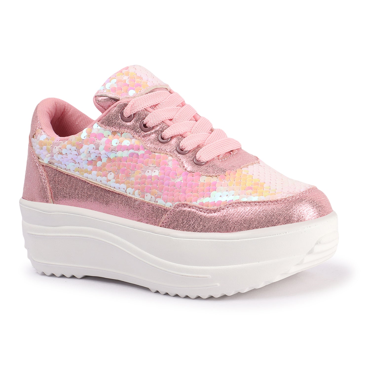 Colourblocked Embellished Pink Sneakers