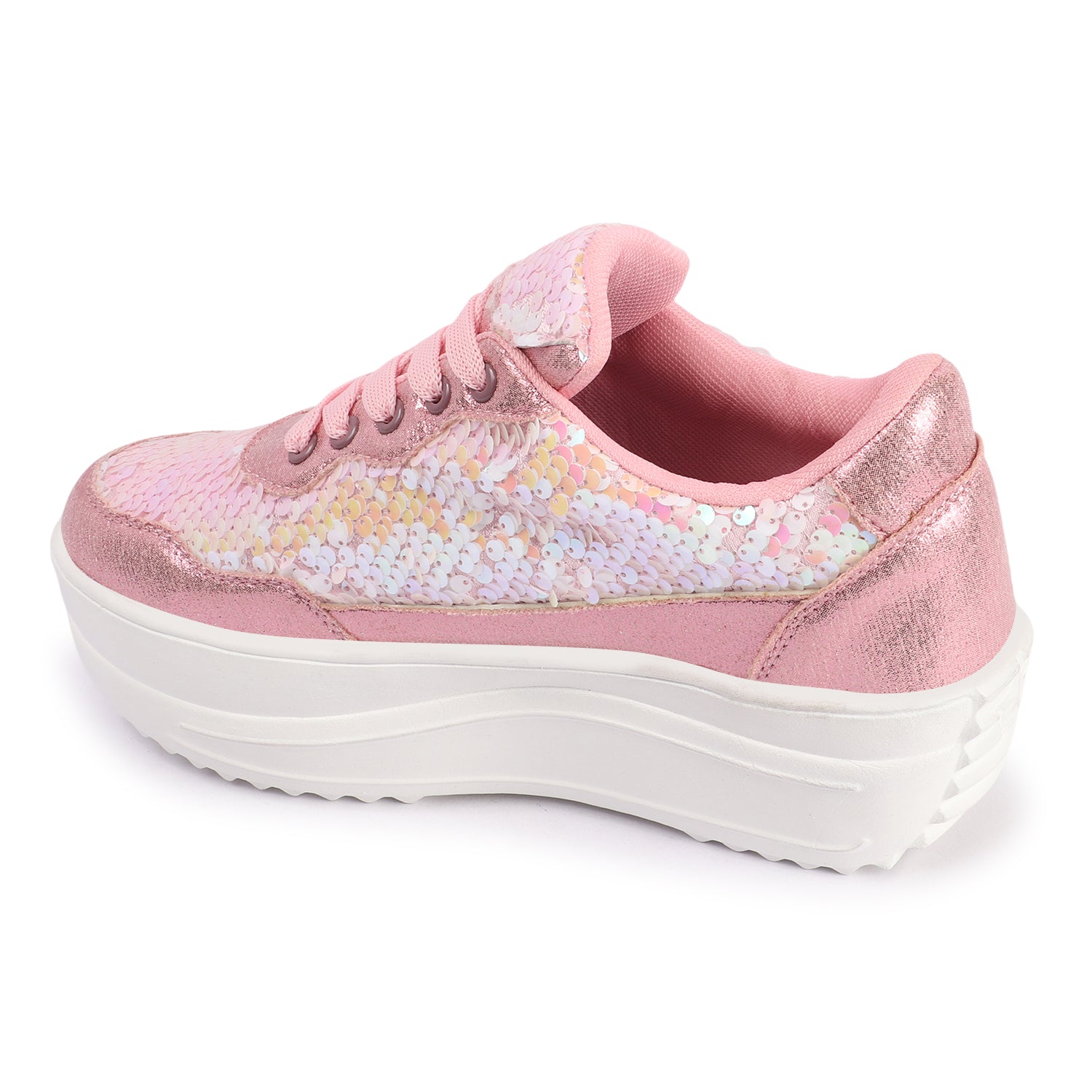 Colourblocked Embellished Pink Sneakers