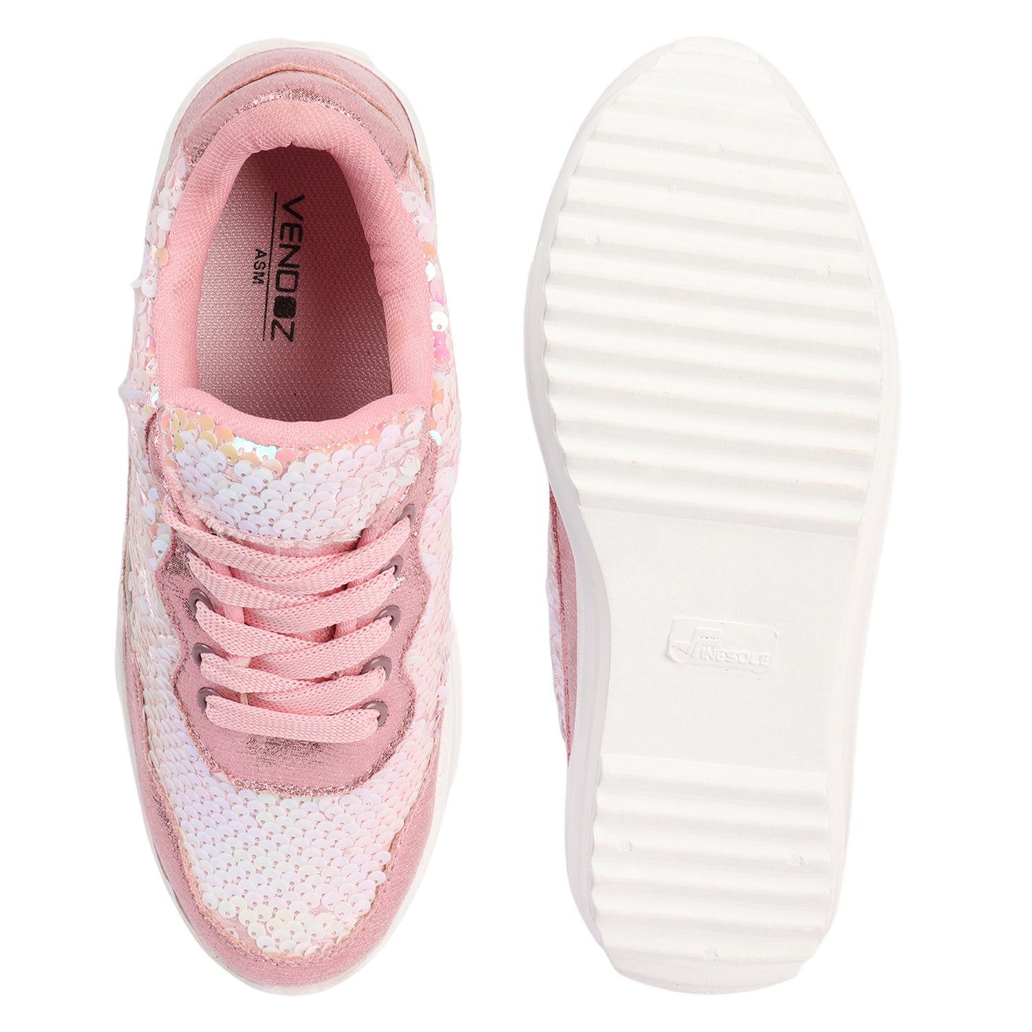 Colourblocked Embellished Pink Sneakers
