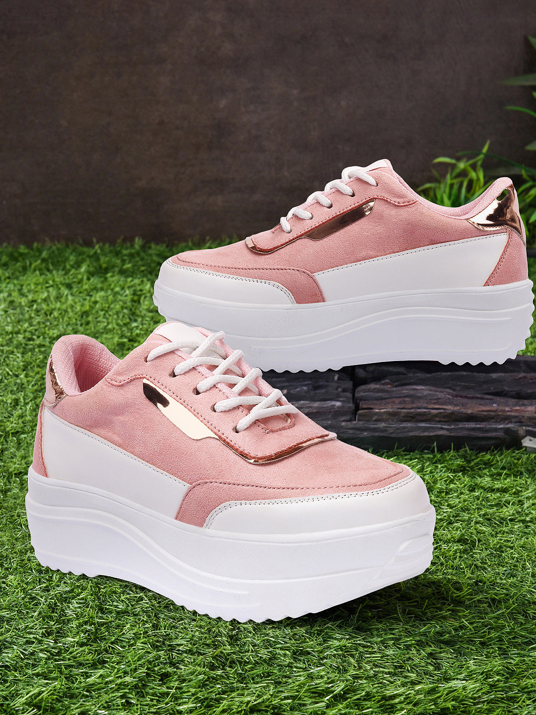 White and Pink Sneakers