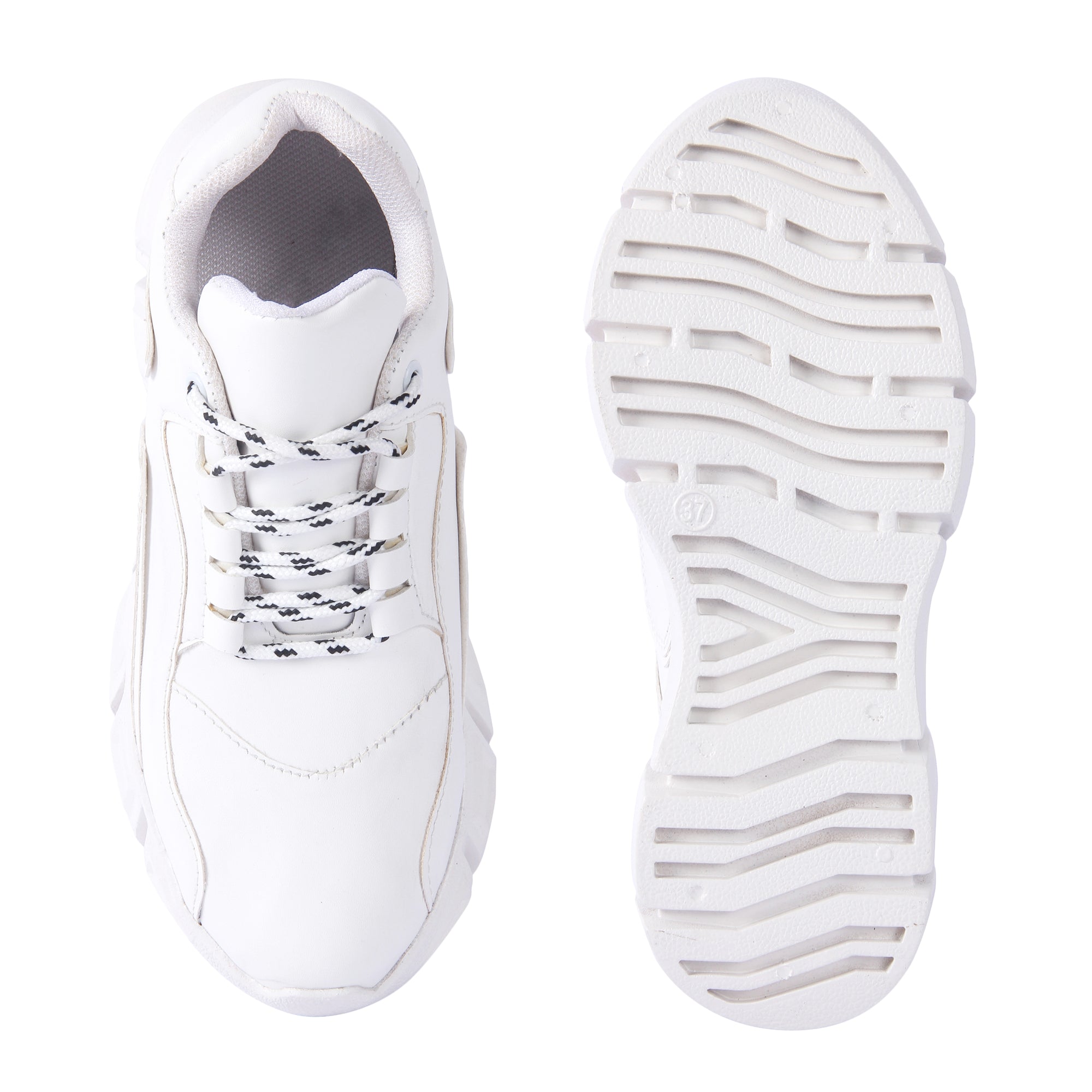 White Solid Mid-Top Lightweight Sneakers