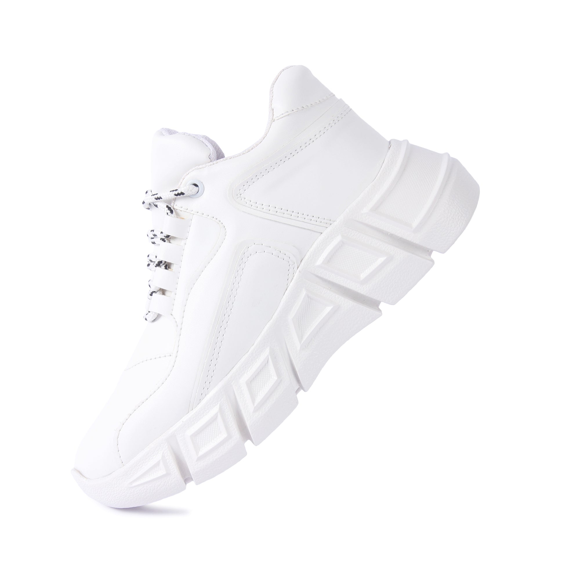 White Solid Mid-Top Lightweight Sneakers