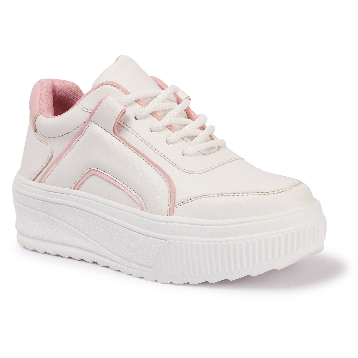 White Pink Chunky Sneakers