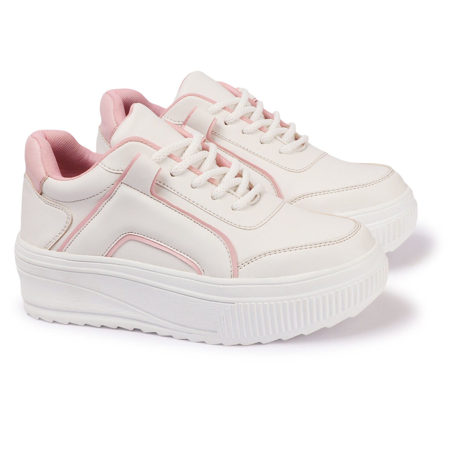 White Pink Chunky Sneakers