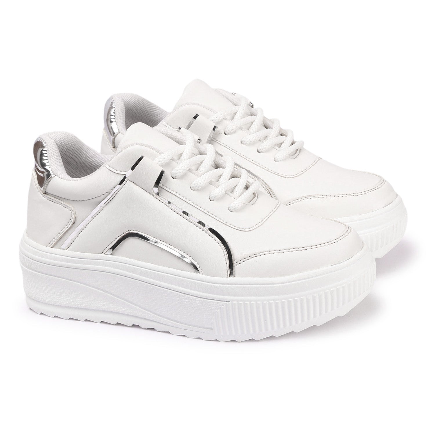 White Silver Chunky Sneakers