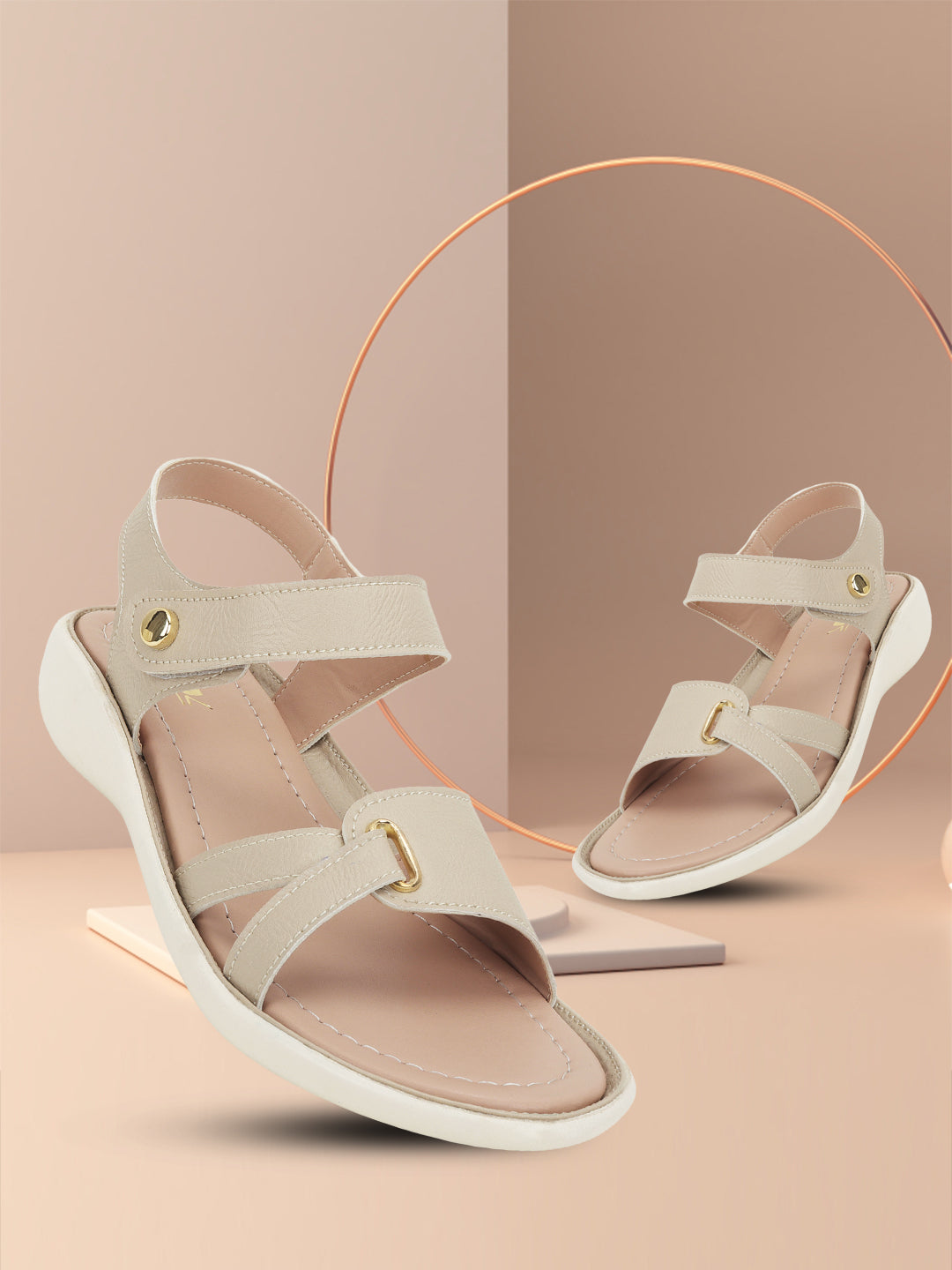 Cream-Coloured Open Toe Flats