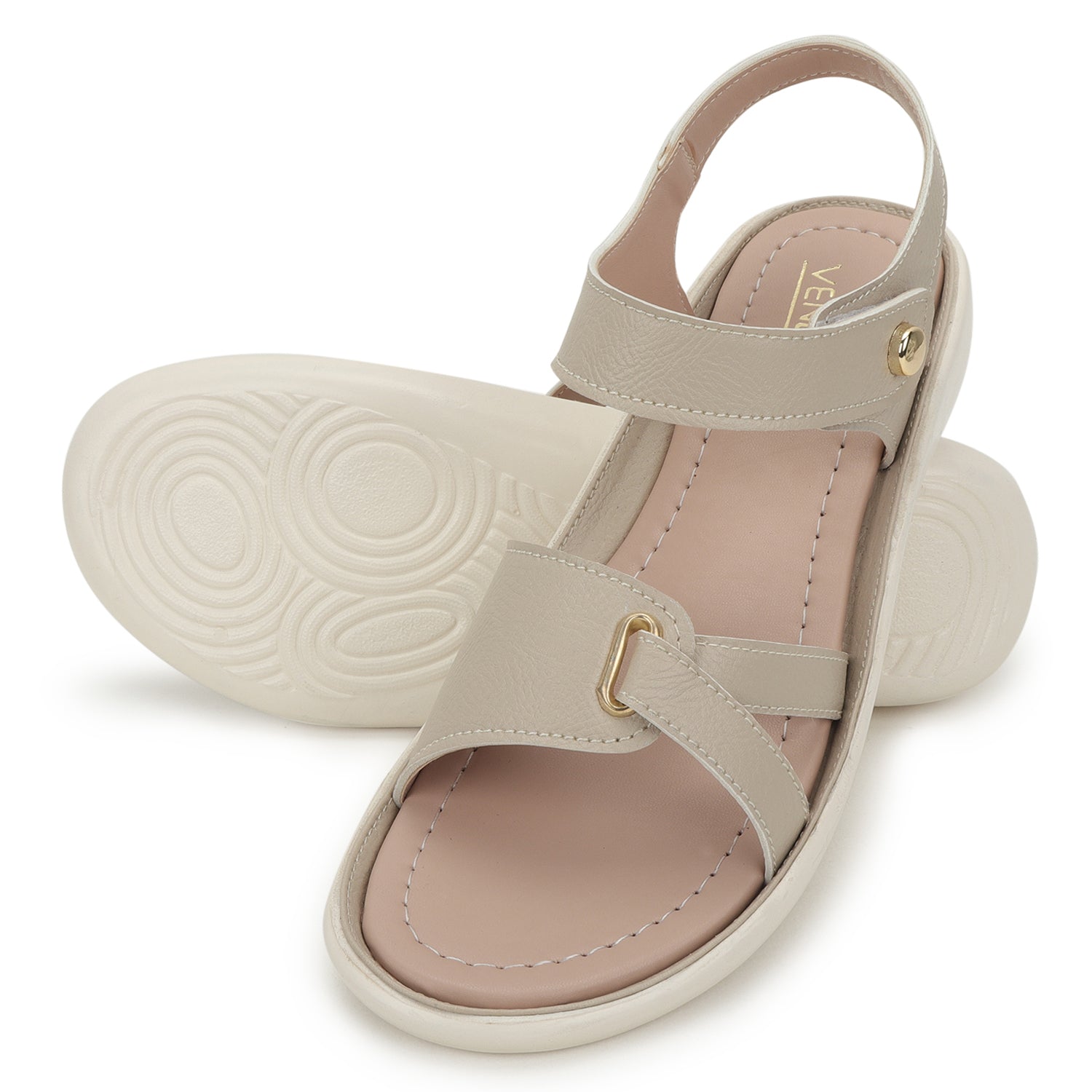 Cream-Coloured Open Toe Flats