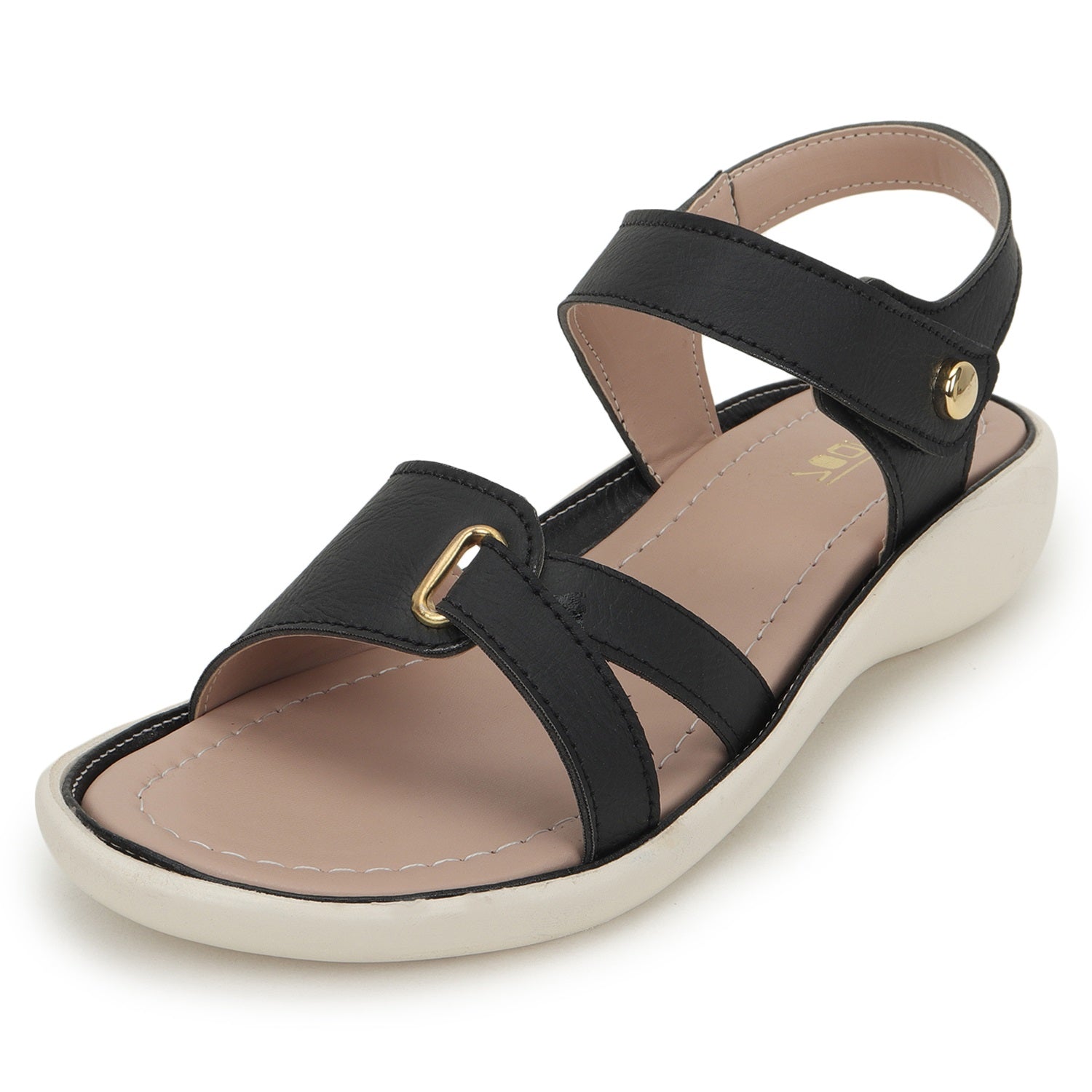 Black Solid Casual Open Toe Flats