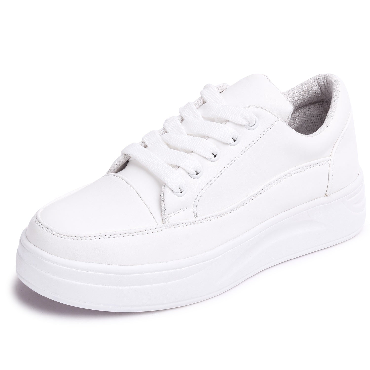 White Solid Sneakers