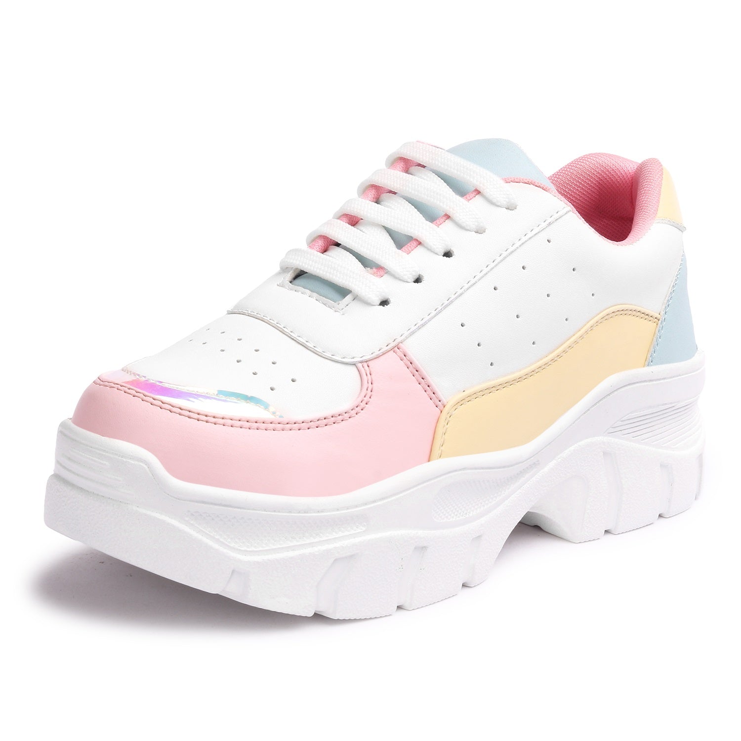Colourblocked Pink Casual Sneakers