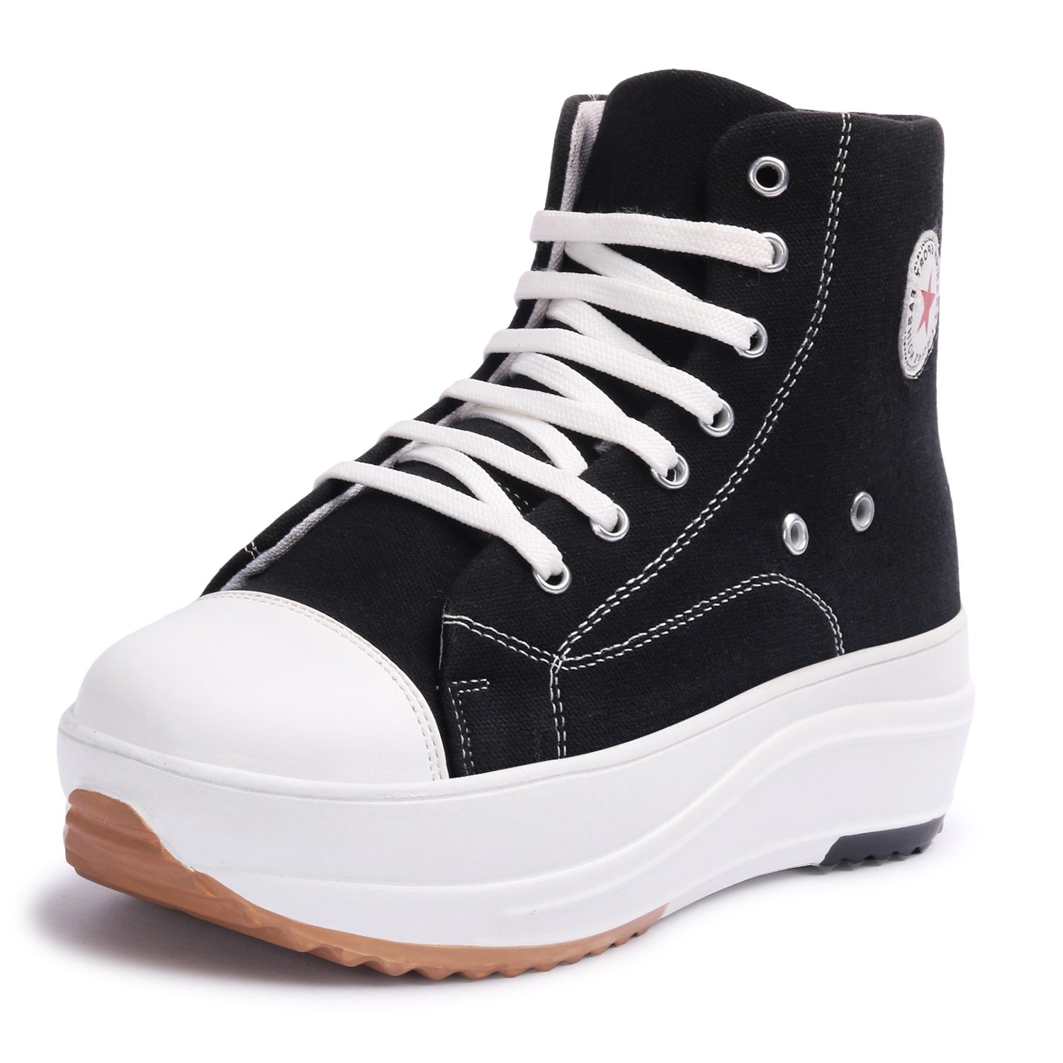 Black & White Solid Canvas Boots