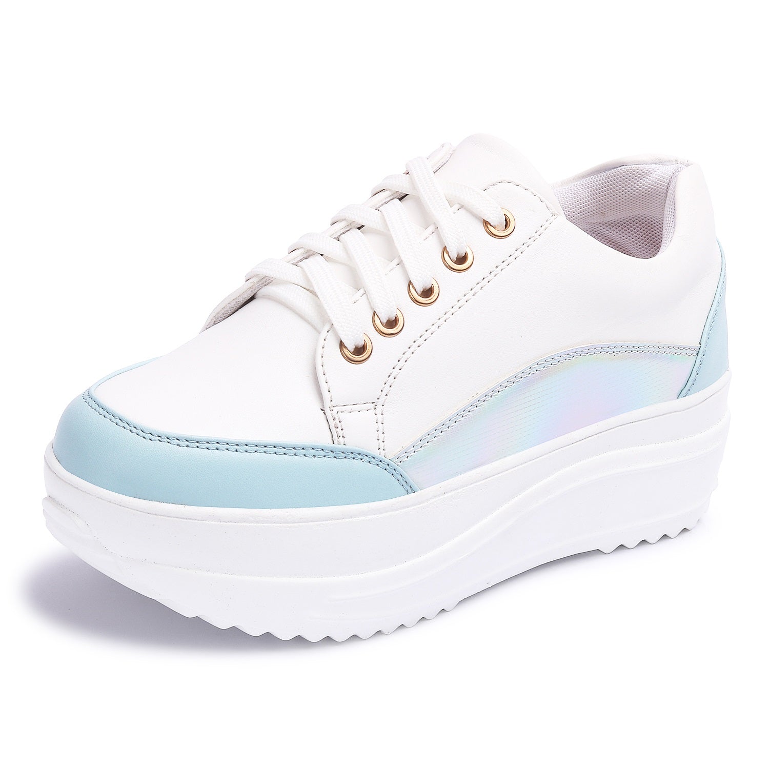 White Blue Colourblocked Sneakers