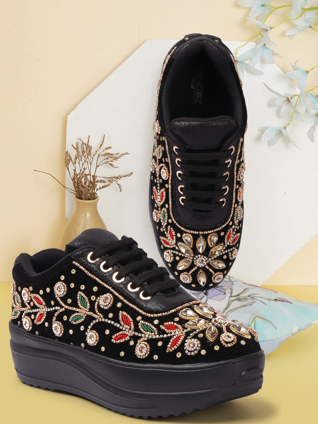 BRIDAL GLITTERY EMBROIDERY WEDDING AND PARTY SNEAKERS -CNV4032