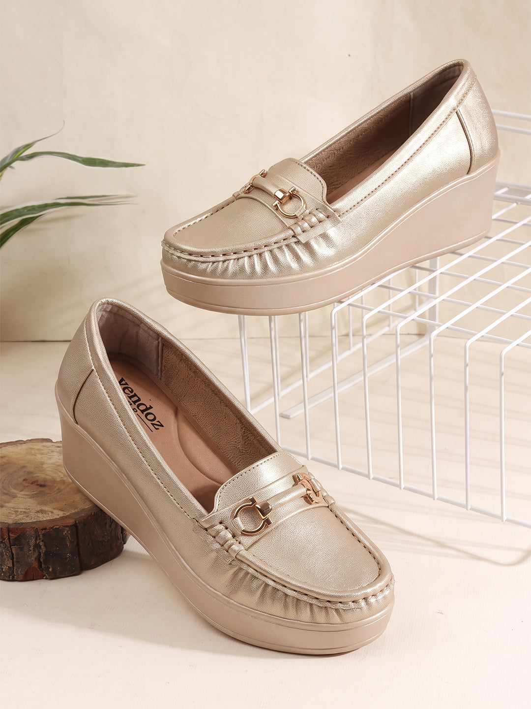 Elevated Sole, Metal Embellishments, Casual Loafers