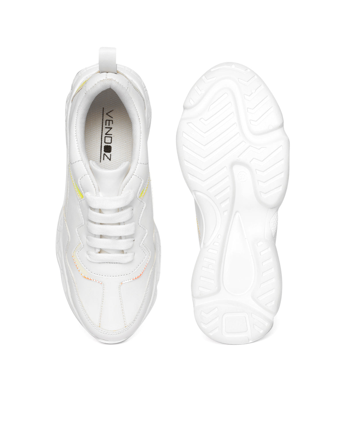 White & Golden Colourblocked Sneakers