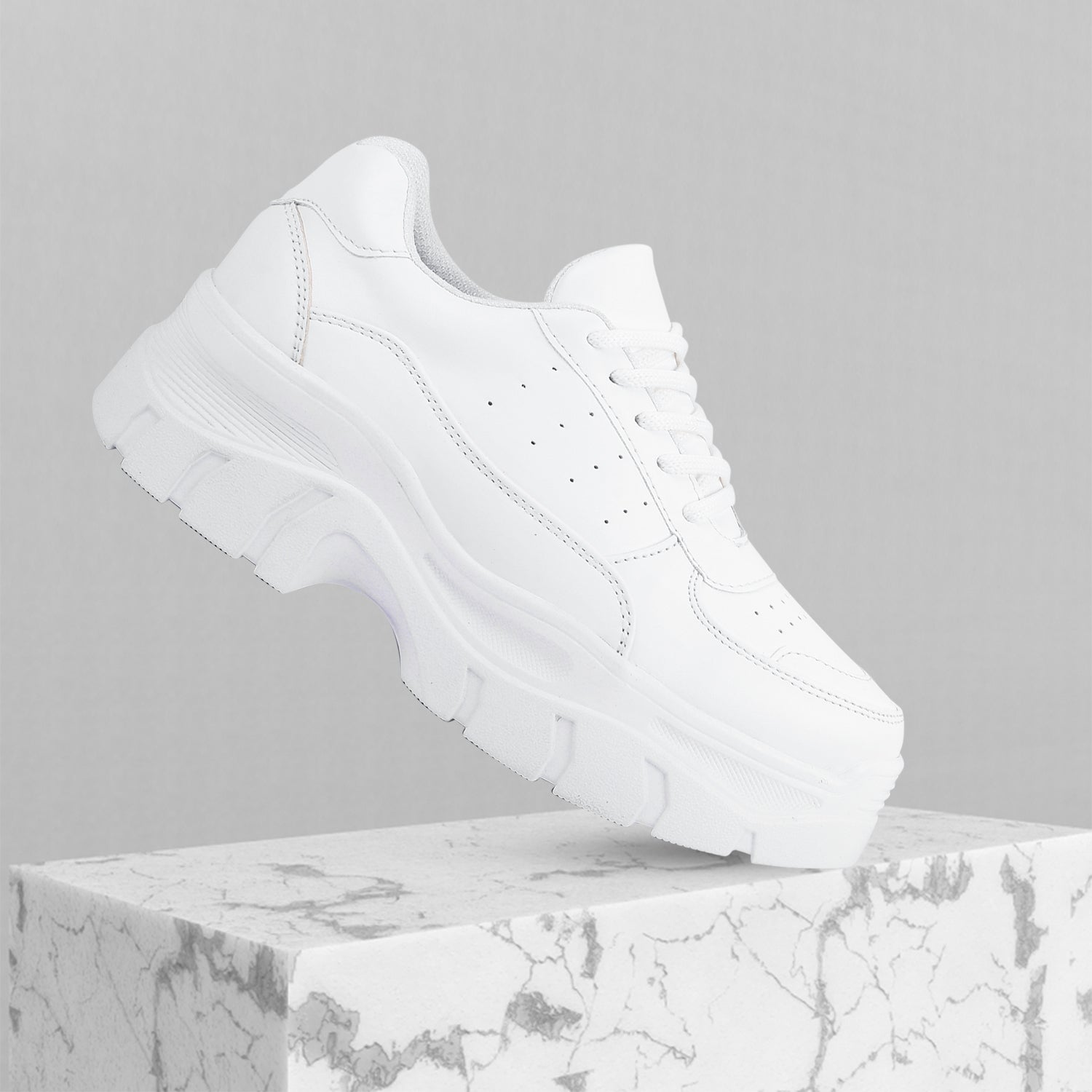 White Solid Sneakers