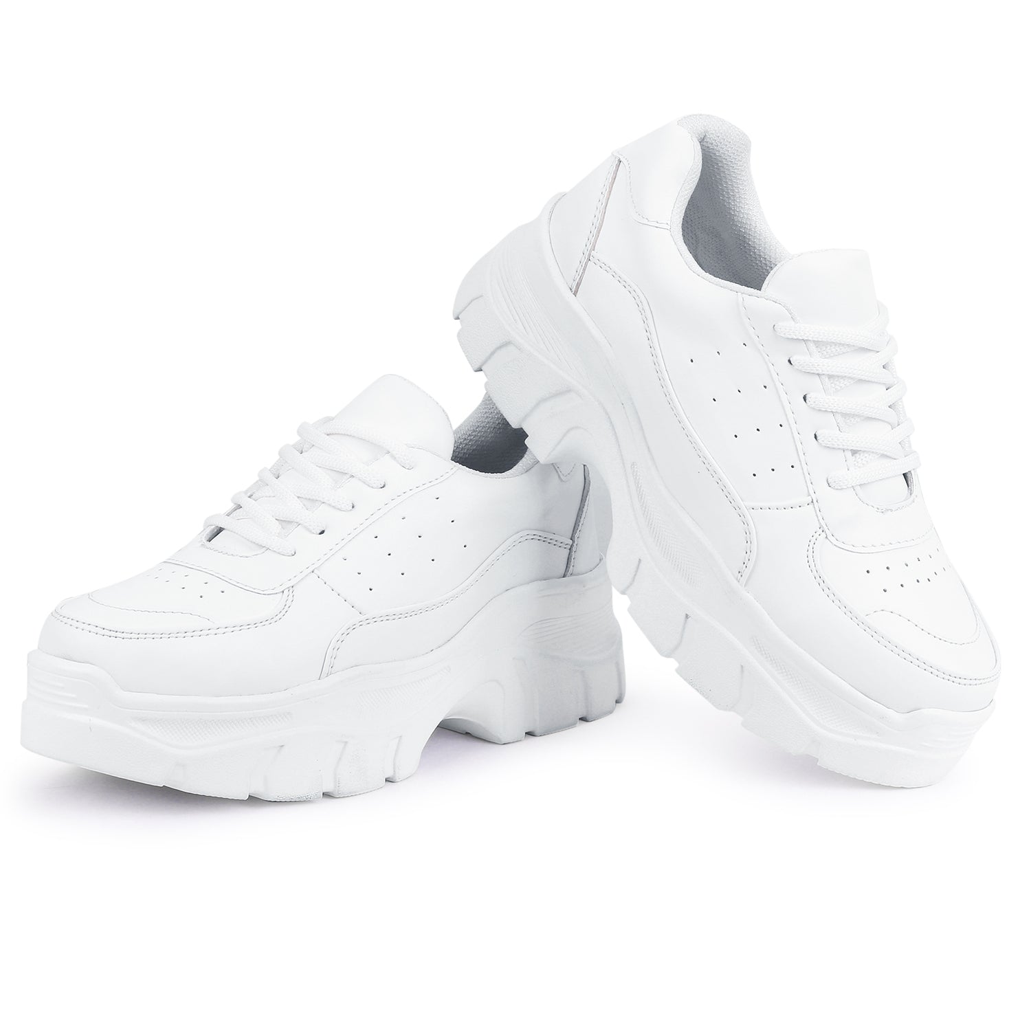 White Solid Sneakers