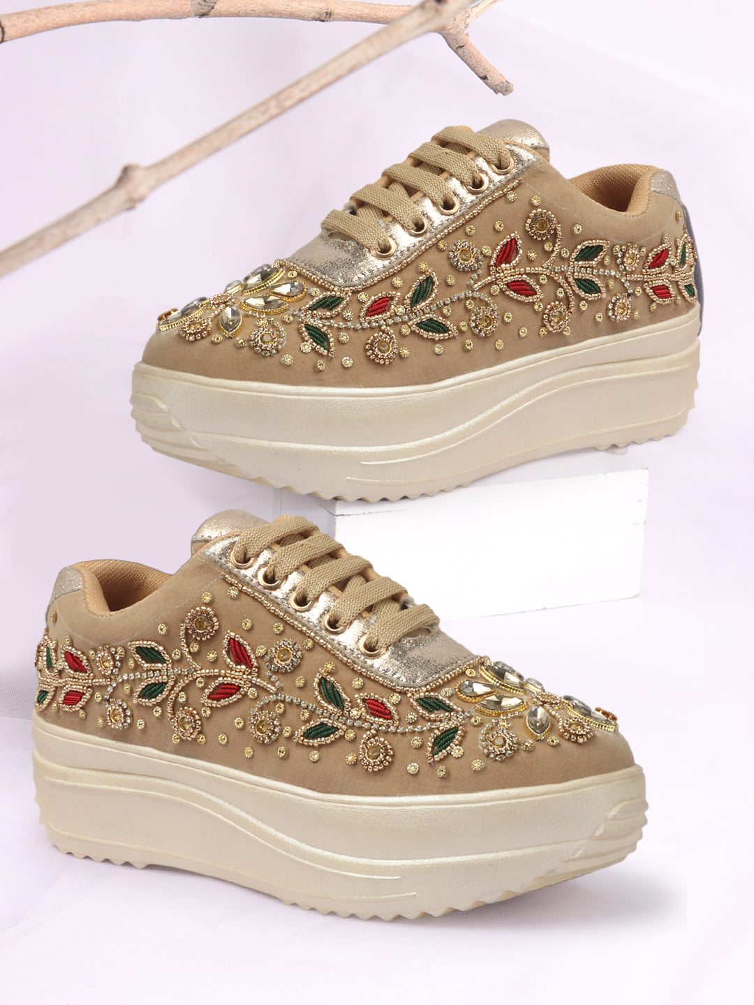 BRIDAL GLITTERY EMBROIDERY WEDDING AND PARTY SNEAKERS -CNV4032