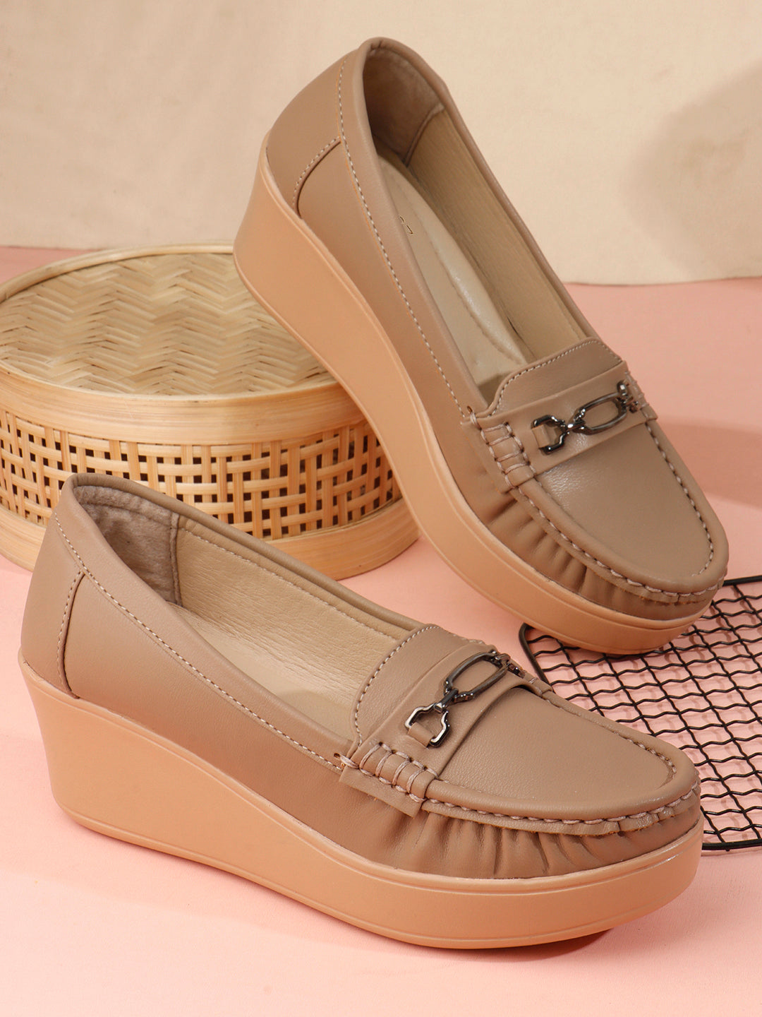 Elevated Sole, Metal Embellishments, Casual Loafers