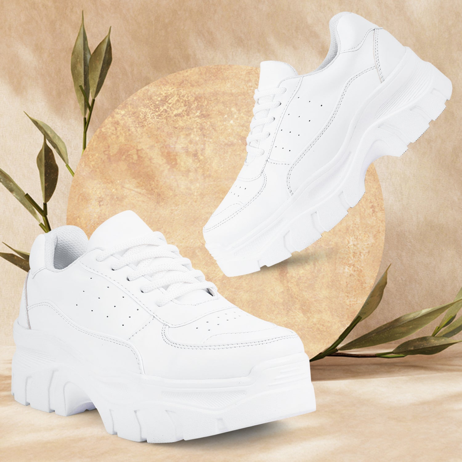 White Solid Sneakers
