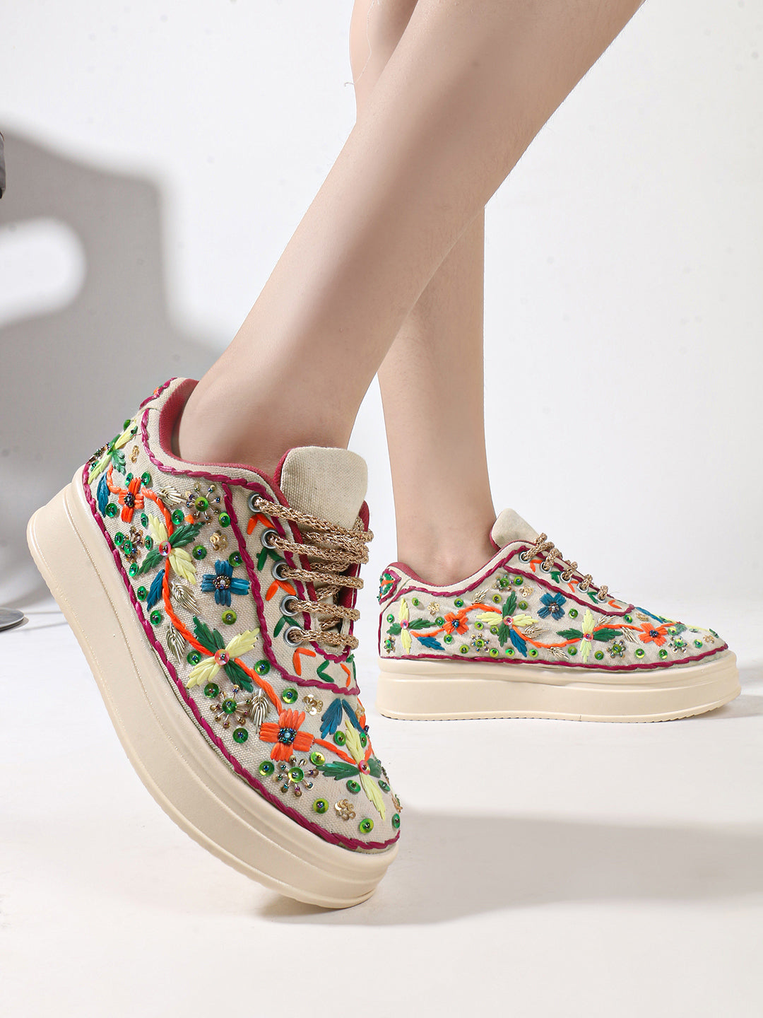 Handwoven Floral Sneakers for Wedding and Sangeet