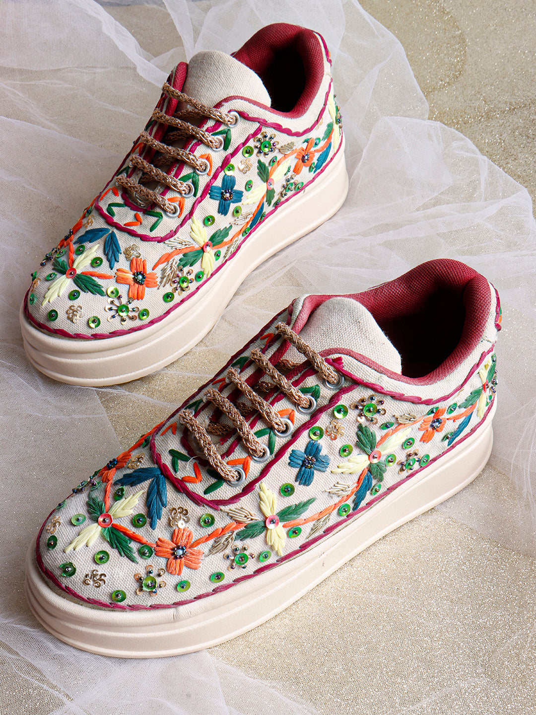 Handwoven Floral Sneakers for Wedding and Sangeet